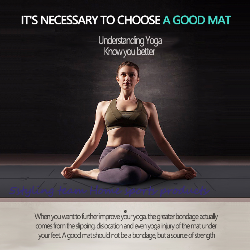 Pu Naturkautschuk Yoga Matte Positionslinie, Schweißabsorption und Antirutsch, Erde Luxusmatte, Fitnessmatte für Männer und Frauen Yoga-Halle