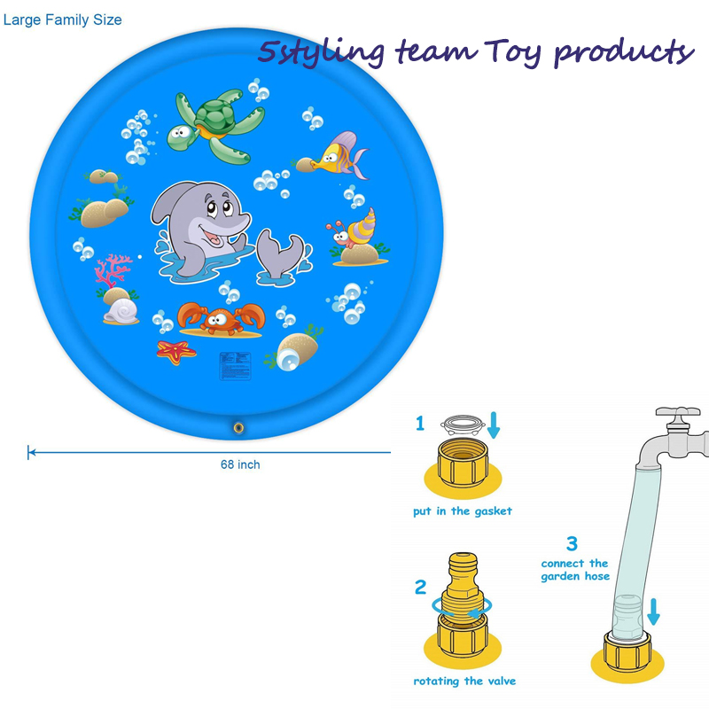 Wasserspray-Matte im Freien Rasenmähe Kinder spielen mit Wasser Spielzeug Delfin Wasser Spray Matte surfen Regenbogen Wasserrutsche