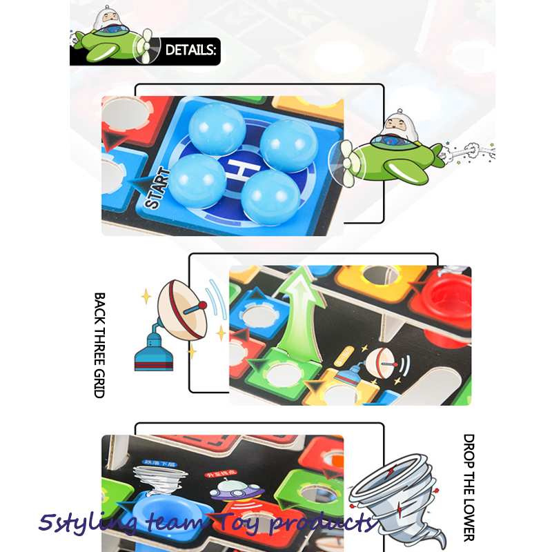 Kinderpuzzle 3D dreidimensionale fliegende Schach Tischplatte Spiel Spielzeug Montage Schlangenleiter 3-Schicht-Brett und Schachspielzeug Verteilung
