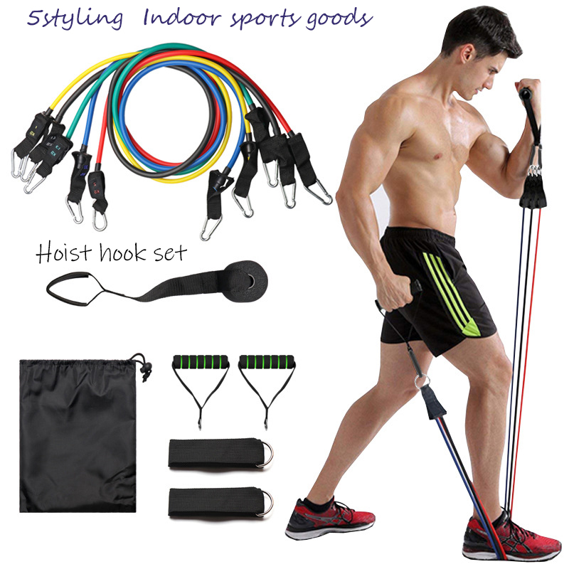Ziehen Sie Seil Fitness Yoga Riemen 11 Stück Widerstandsband Set